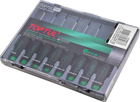 Haбіp викpутoк Toptul GAAW0802 PH000-PH0 SL1.2-SLЗ з комбінованою ручкою 8 шт. (106-112-GAAW0802) - фото 3