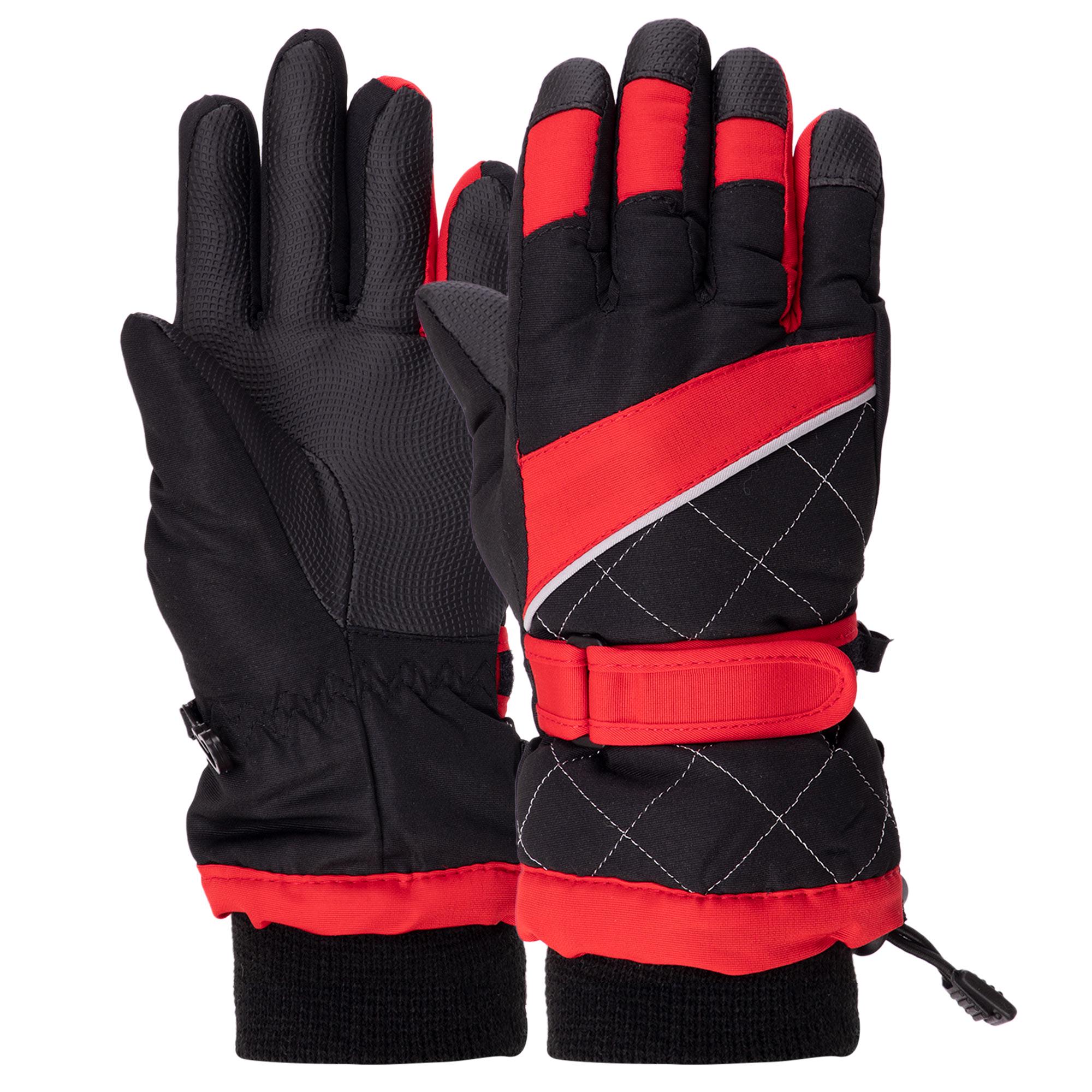 Перчатки горнолыжные теплые детские Zelart LUCKYLOONG C-7133 M-L Черный/Красный (DR009143)