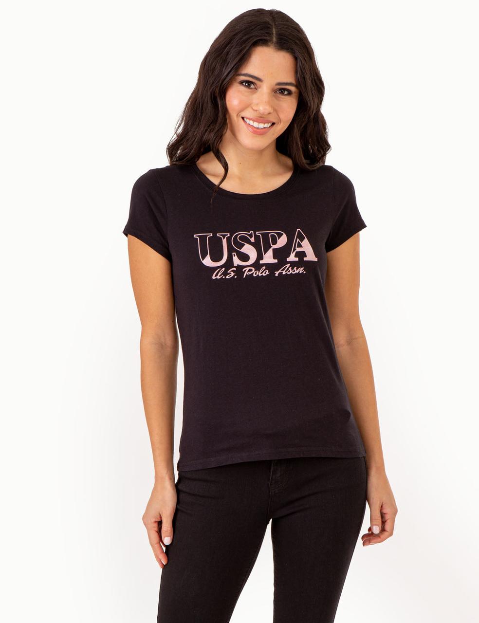 Футболка жіноча U.S. Polo ASSN USPA METALLIC SLASHED M Чорний (2235325254)