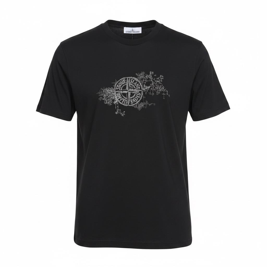 Футболка мужская в стиле Stone Island Junior Compass-print T-Shirt M Черный (SI12006.1M)