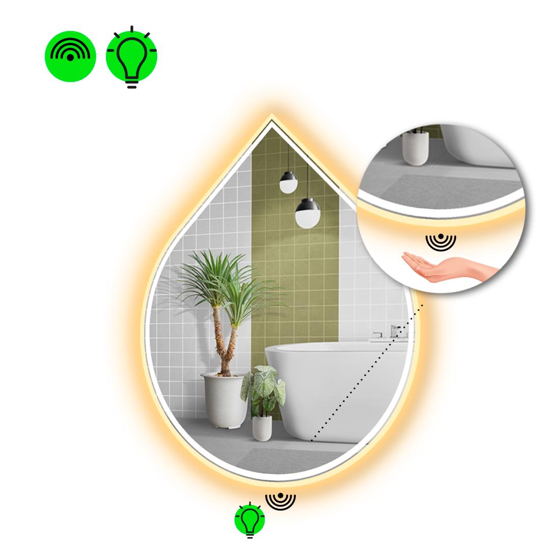 Зеркало с LED подсветкой Goccia 4 с ИК включателем 120x96 см (8775708)