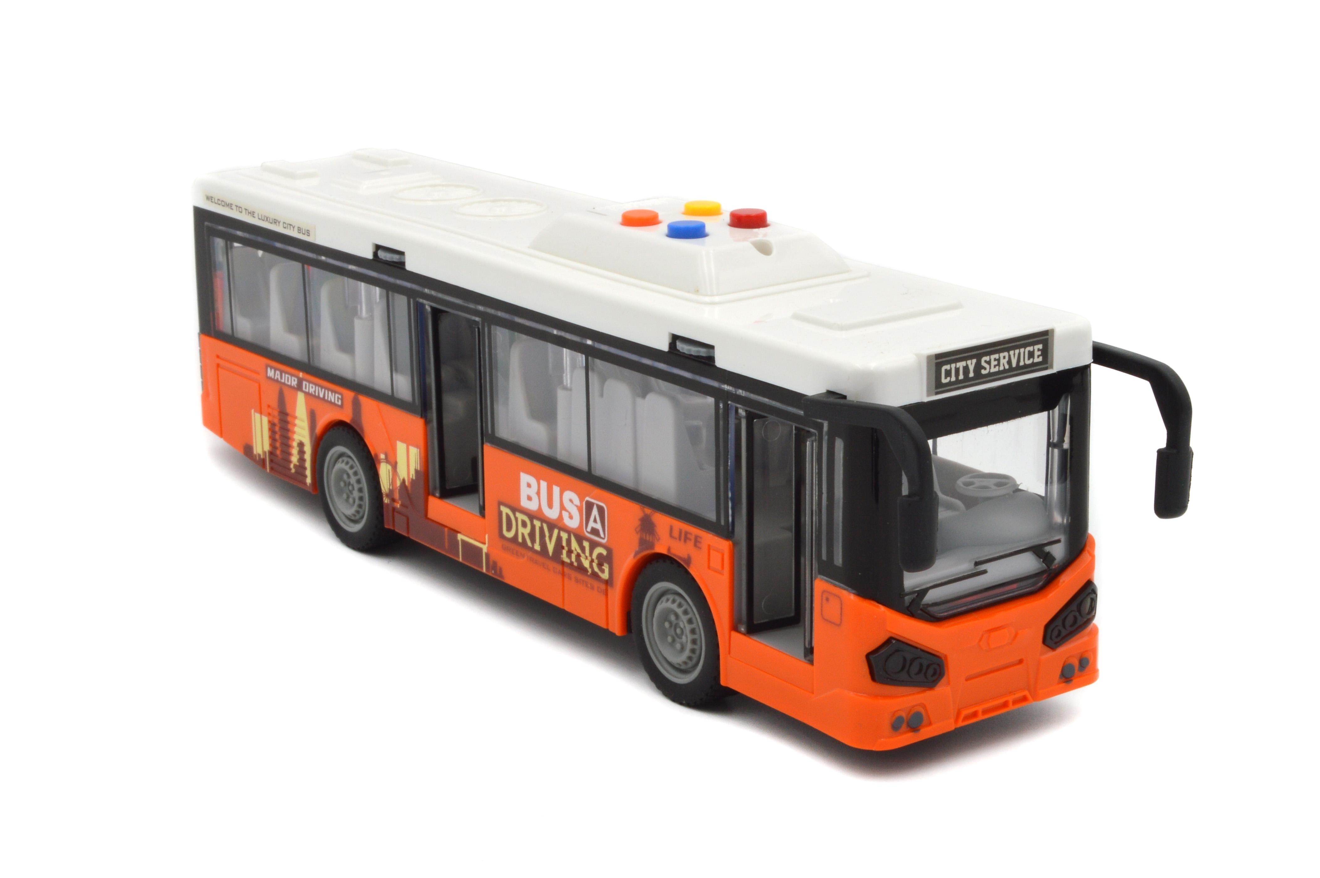 Автобус игрушечный JS120A инерция звук свет открываются двери - фото 6
