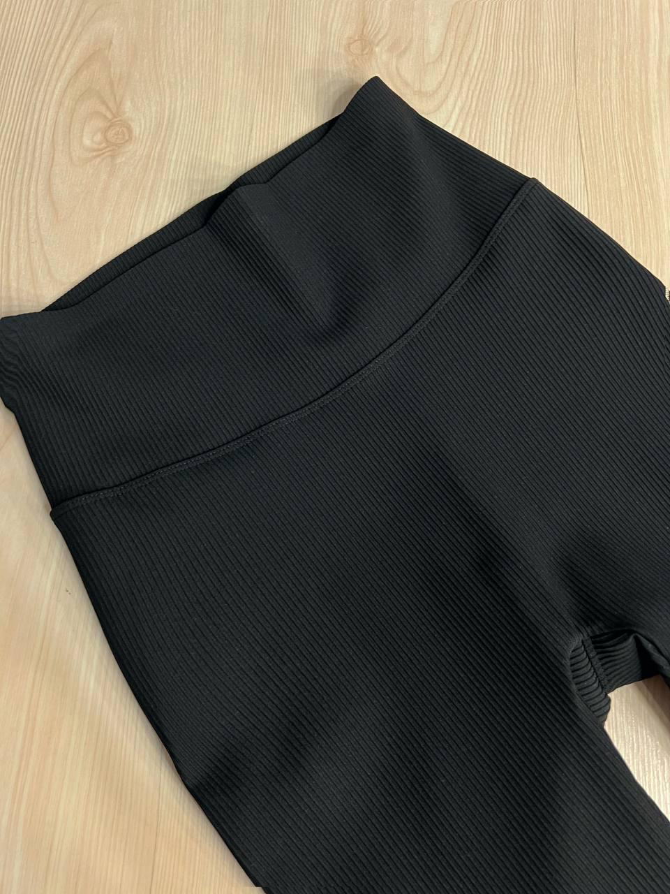 Лосини жіночі Kenalin D12 в рубчику з широким поясом та пушап-ефектом L Чорний - фото 6