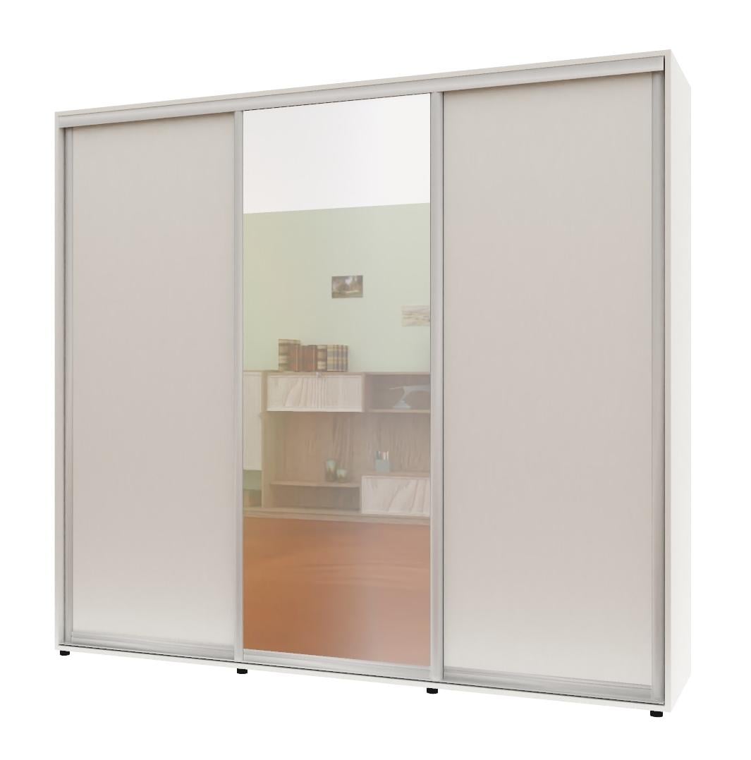 Шкаф-купе трехдверный Комфорт Мебель ДСП/Зеркало/ДСП Стандарт 240х60х210 см Белый