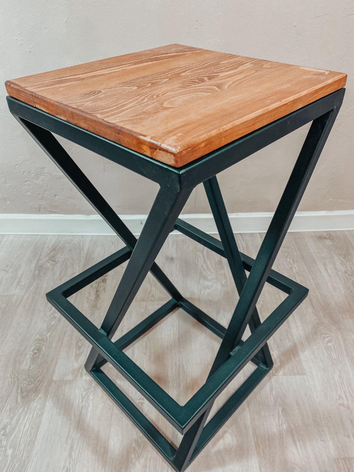 Стул барный в стиле лофт Leo Черный/Сосна (LT0011)