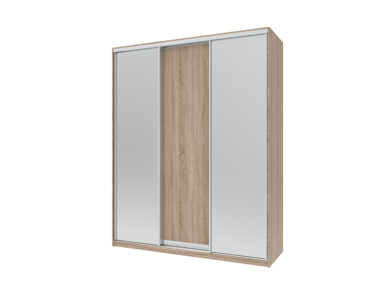 Шкаф купе Doros Сити 1 ДСП/2 зеркала 180х60х225 см Лайт/Дуб Сонома (44900030)