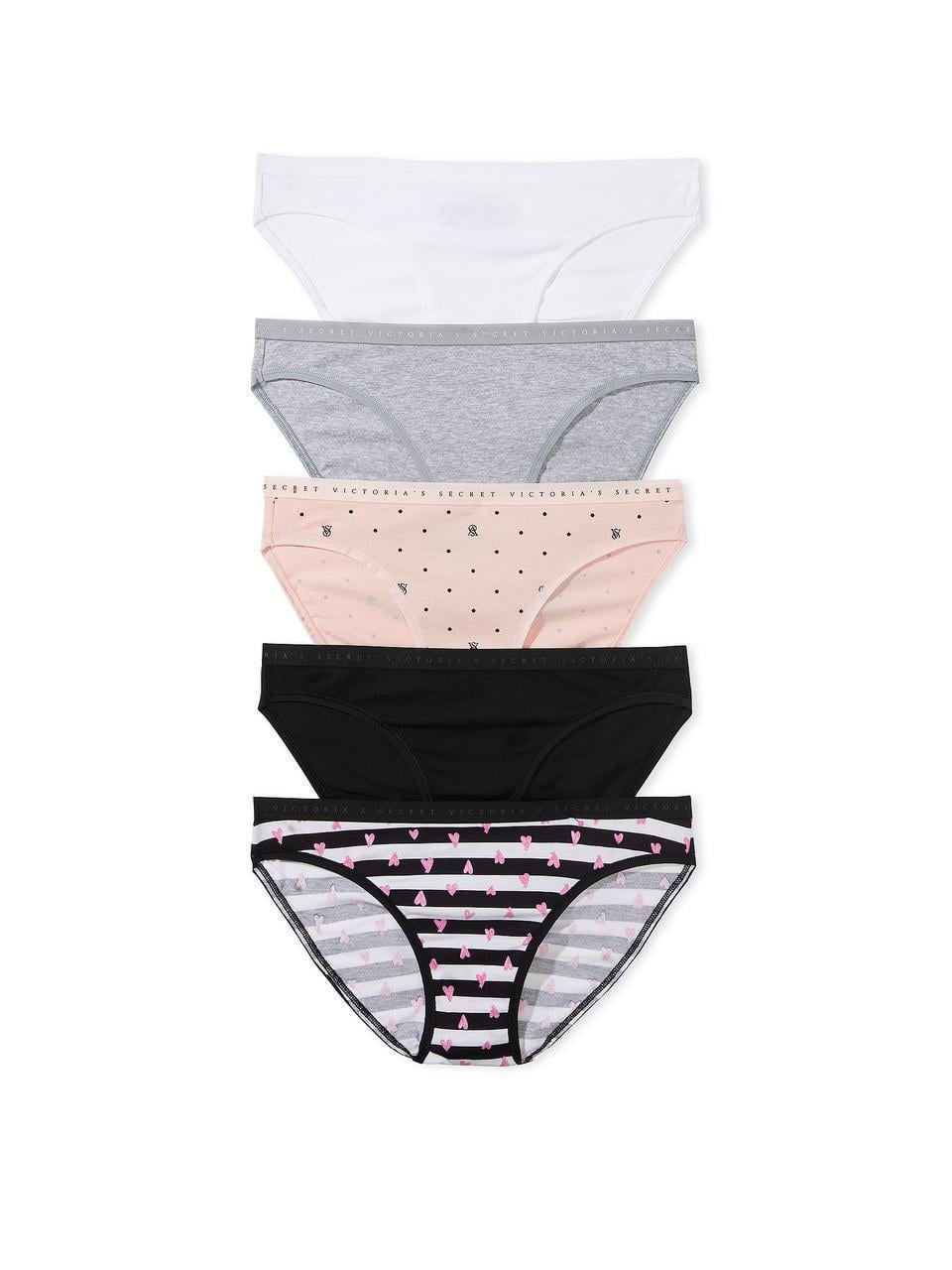 Набор женских трусиков Victoria's Secret Cotton Stretch Bikini M 5 шт. Разноцветный (2400771064)