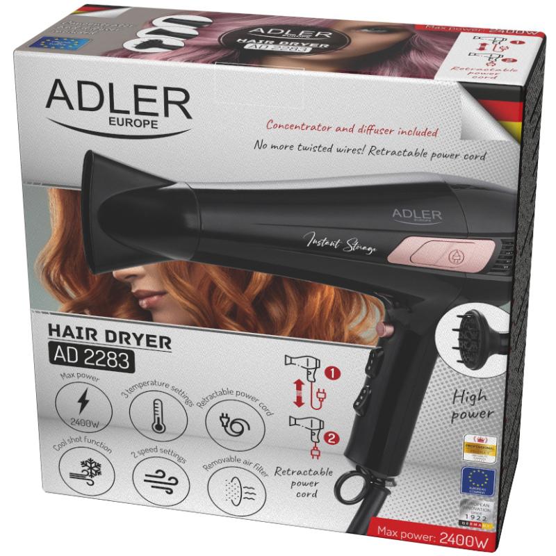 Фен для волос Adler AD 2283 2400W 2 скорости 3 температурных режима Black (AD2283B) - фото 9 Фен для волос Adler AD 2283 2400W 2 скорости 3 температурных режима Black (AD2283B) - фото 9