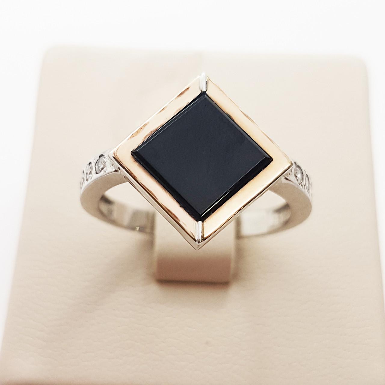 Кільце срібне з оніксом р. 18,5 3,37 г (1858480966)