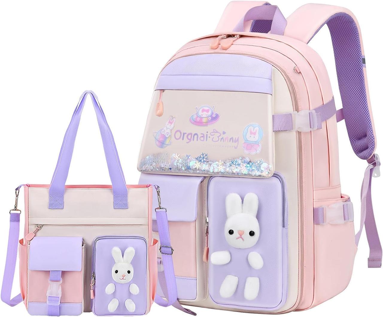 Шкільний рюкзак та шопер для дівчинки Cute Bunny Рожевий (2369777564)