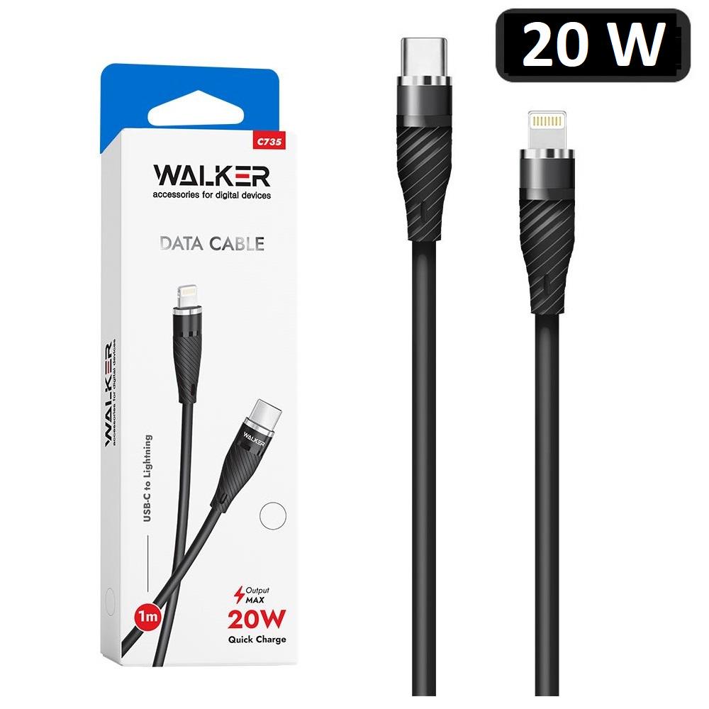 Кабель Walker C735 USB Type-C to Lightning 20W 1 м Черный - фото 2