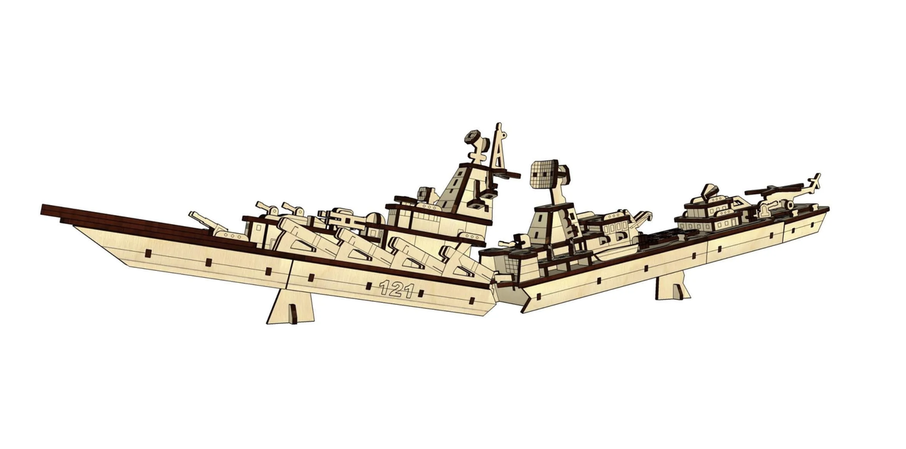 3D Пазл Pazly Русский военный корабль все деревянный 269 деталей (UPZ-007)