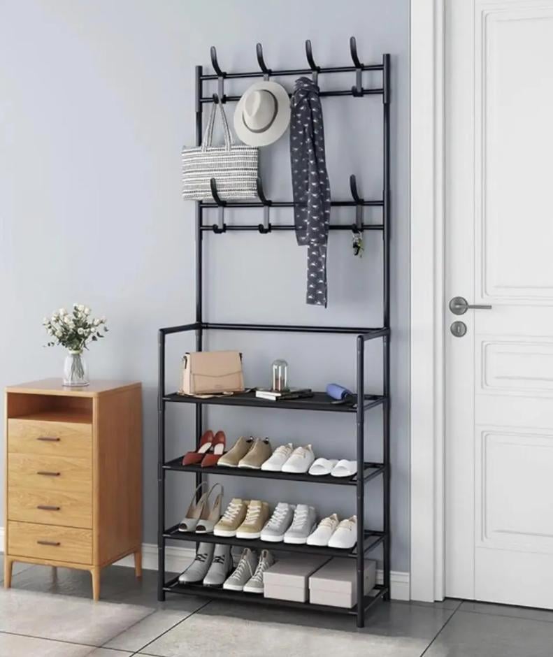 Полиця для одягу та взуття Simple Floor Clothes Rack металева 60х29,5х154 см Чорний (RD-7) - фото 3