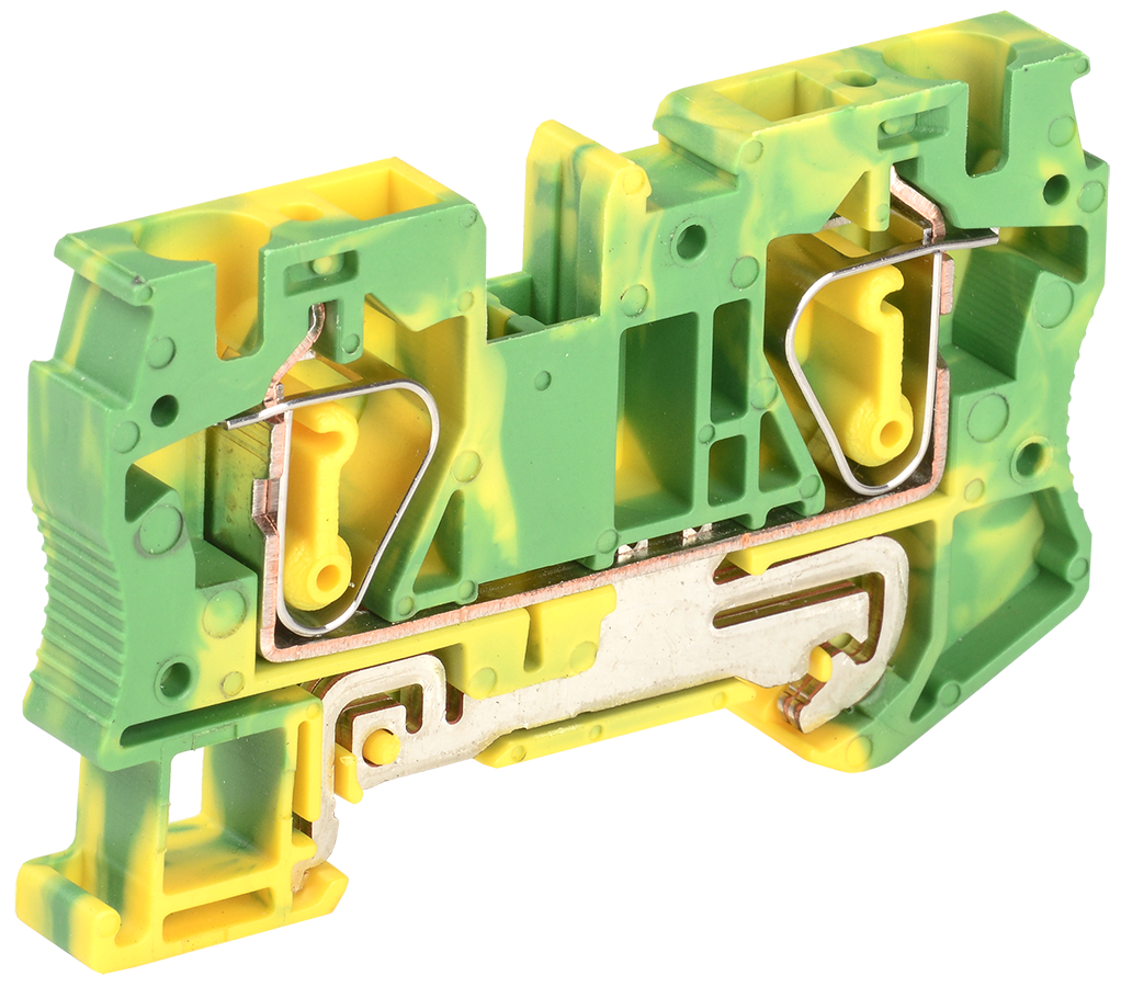 Клемма пружинная наборная УЕК КПИ 2в-6-PEN заземление 52А 6 мм2 х 42,4х8,2х69,7 мм Желто-зеленый (YZN21-006-K52)
