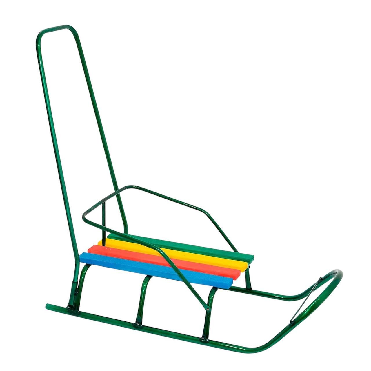 Сани детские Классик-1 с ручкой круглые полозья Зеленый (29877065)