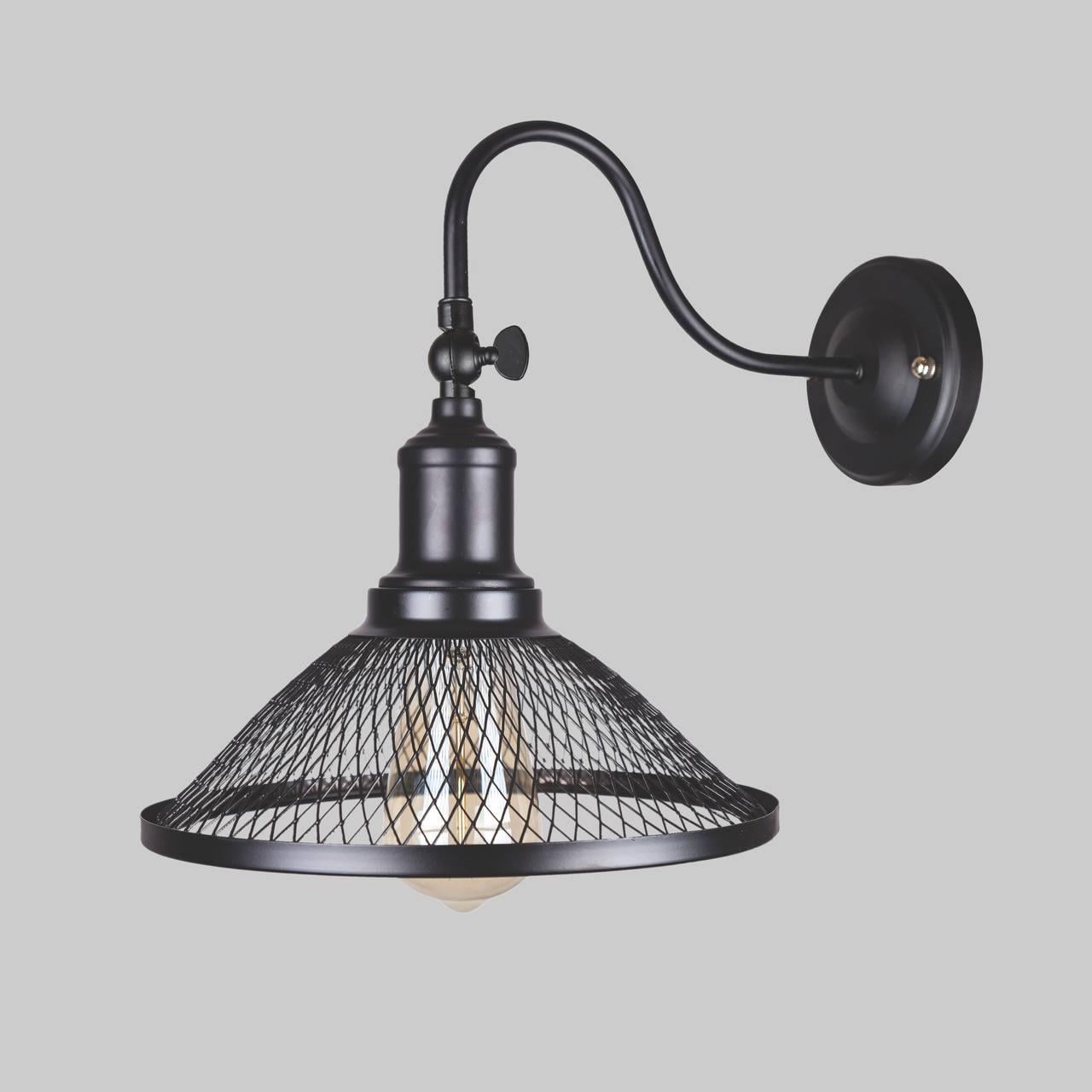 Бра на изогнутой ножке Черный (907-W009F3-1 BK)