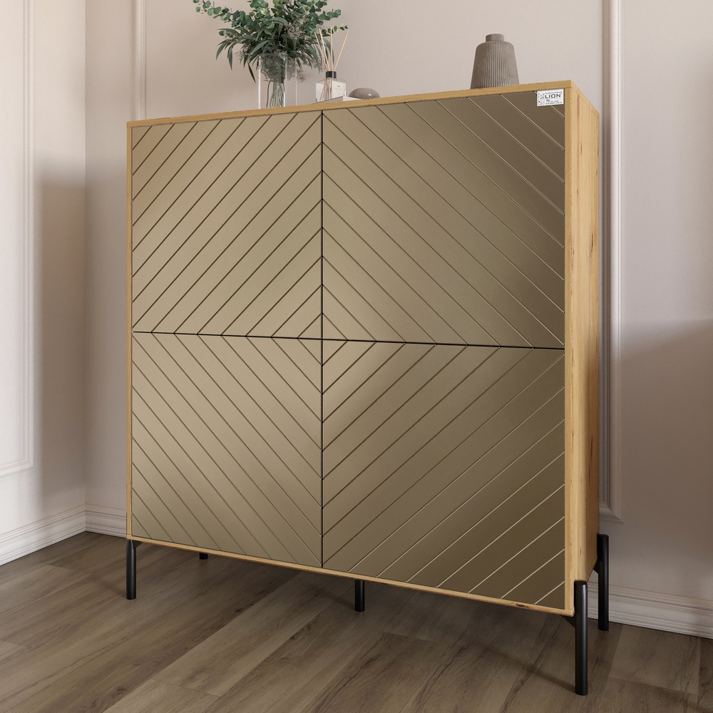 Комод-пенал Lion Амарант 114x40x126,5 см Дуб Артизан/Перламутровый металлик (LION-041990)