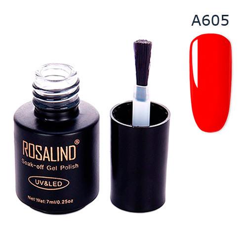 Гель-лак для ногтей маникюра Rosalind 7 мл шеллак для UV LED А605 Red (313103)