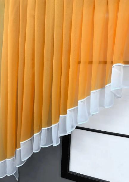 Комплект штор на кухню тюль/ламбрекен шифон 200х170 см Оранжевый/Белый (062к 52-1183) - фото 6 Комплект штор на кухню тюль/ламбрекен шифон 200х170 см Оранжевый/Белый (062к 52-1183) - фото 6