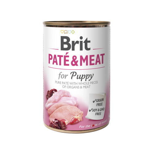 Корм влажный Brit Care Pate & Meat для щенков с курицей и индейкой 400 г