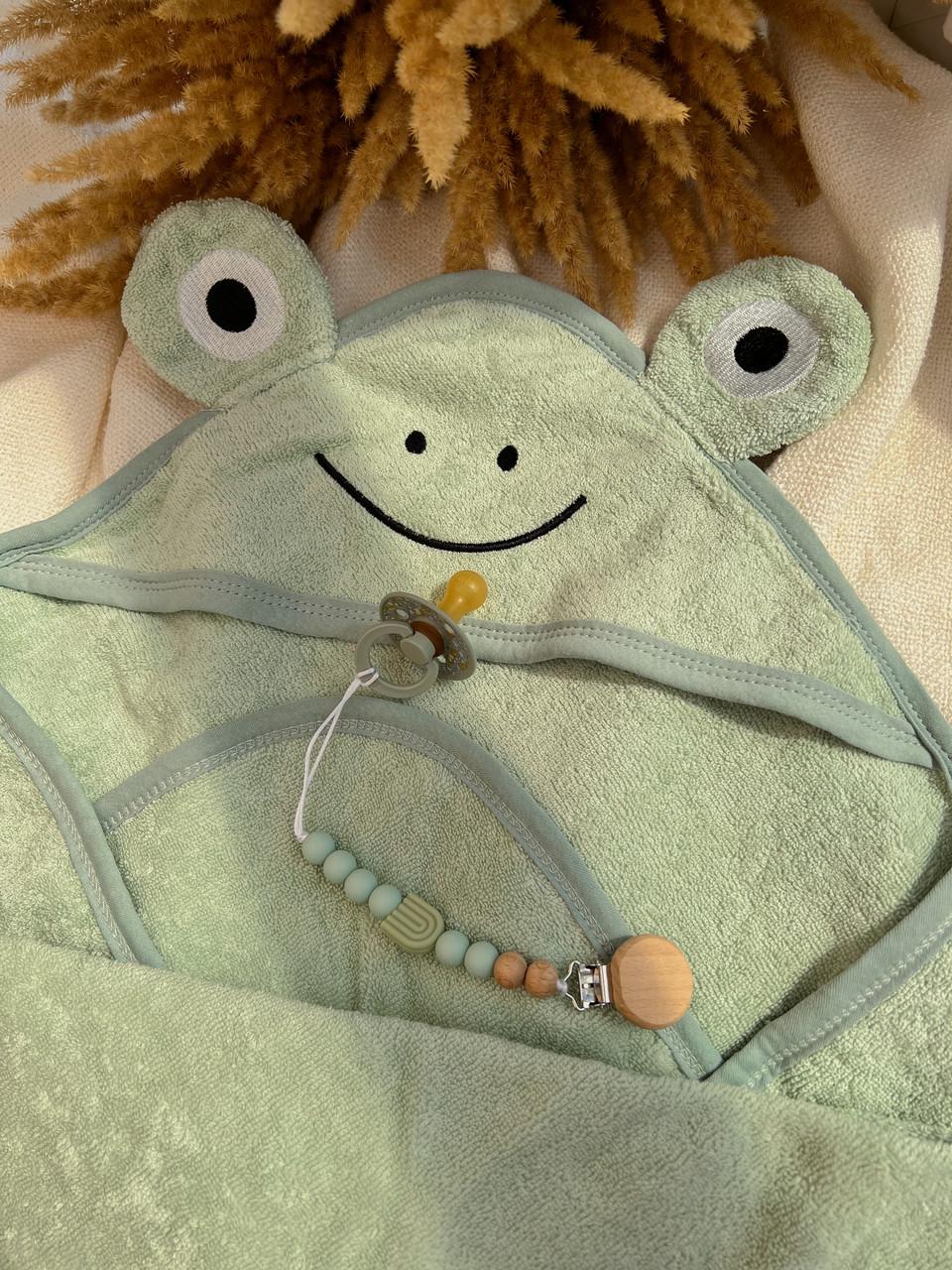 Рушник дитячий махровий з куточком Жабка 90x90 см (24246307) - фото 3 Рушник дитячий махровий з куточком Жабка 90x90 см (24246307) - фото 3