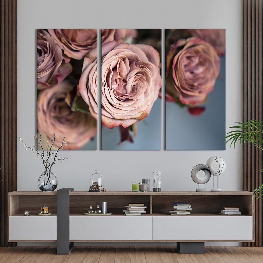 Картина на холсте триптих Нежные чайные розы 78x48 см (804-31)