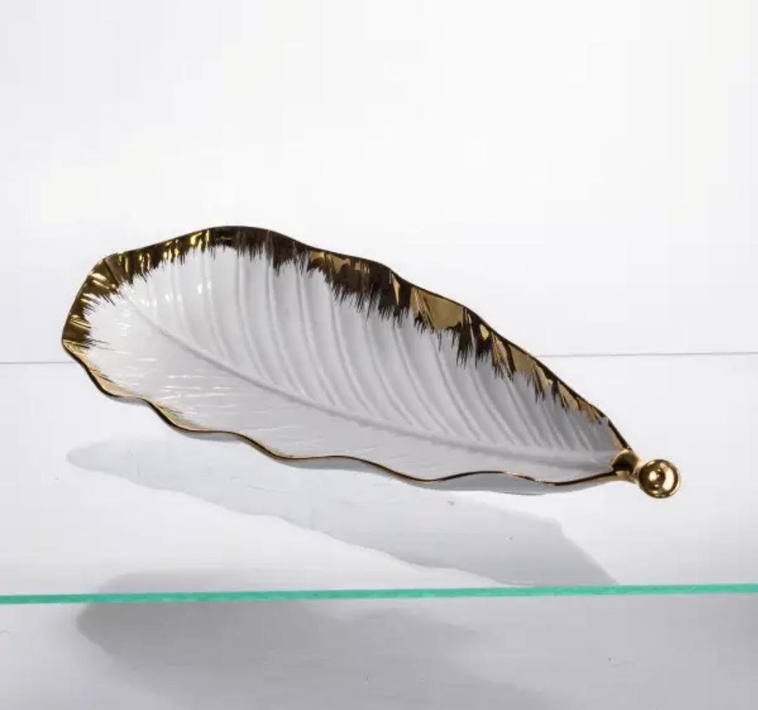 Блюдо сервірувальне YIWU CJY-175 порцелянове 45х16,5х3 см Білий з золотим (30138962)