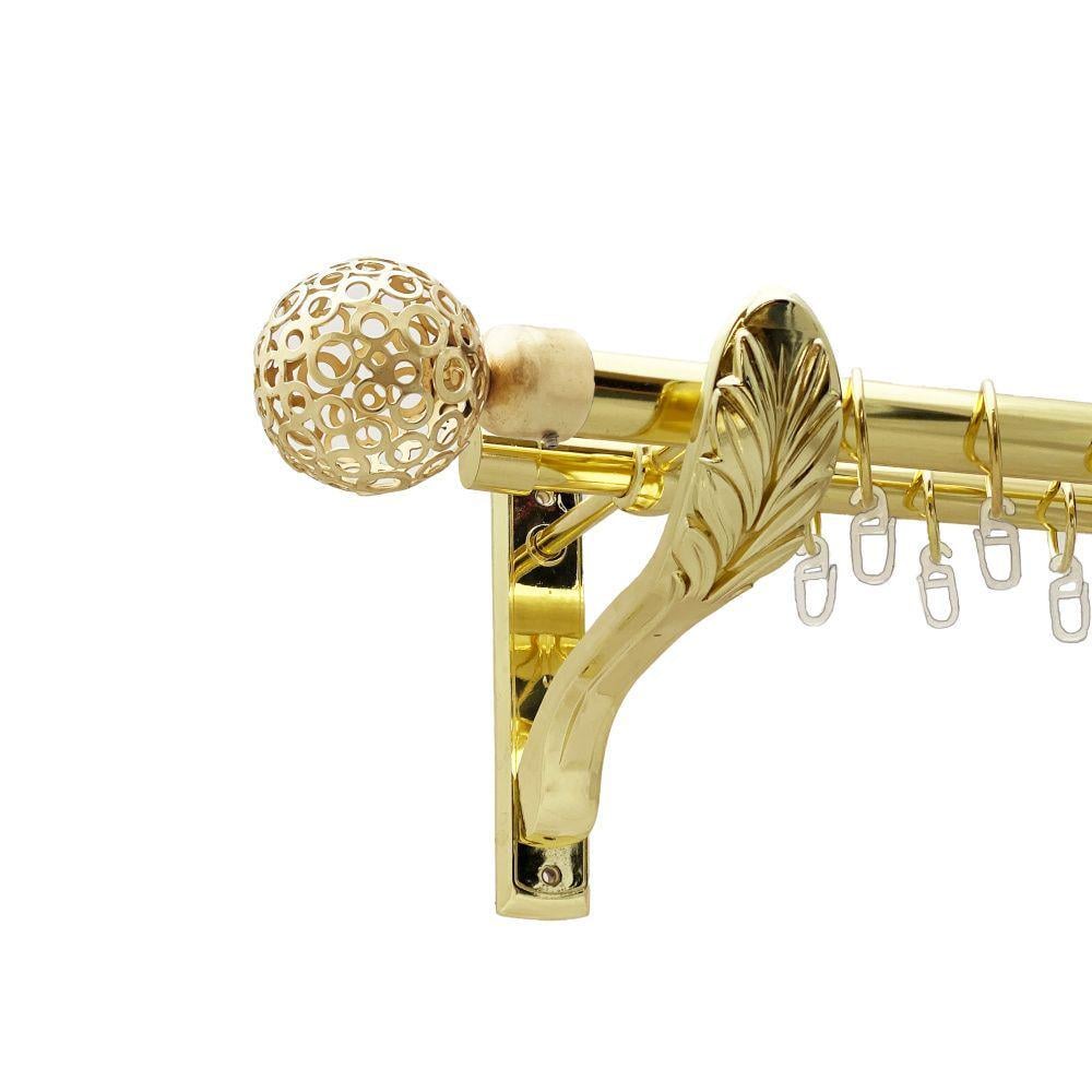 Карниз Orvit Савона металевий дворядний ретро гладка труба кільце металеве 25/19 мм 300 см Золото (00-00021726)