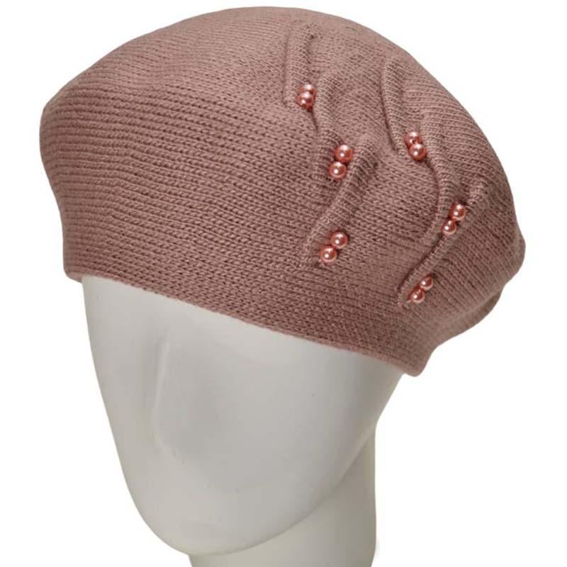 Берет женский Lirus Рябина двойной шерстяной Светло-пудровый (111426)