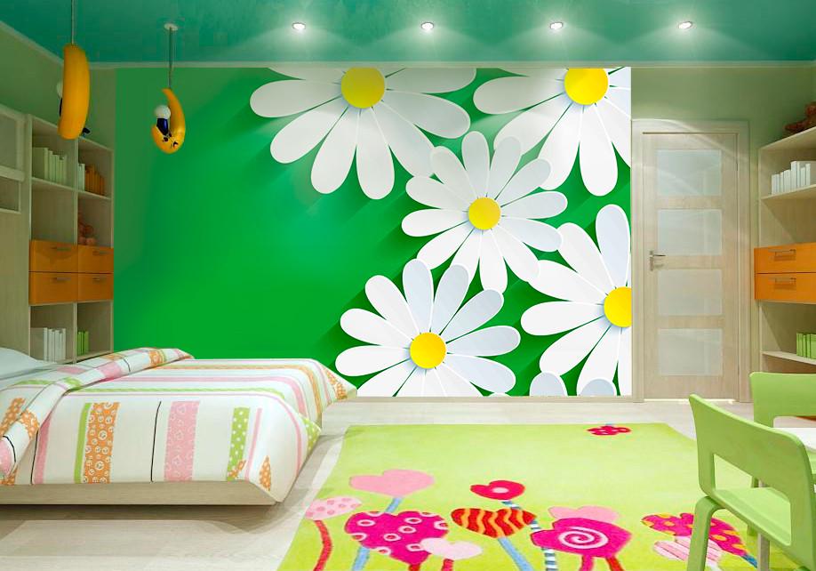 Фотообои 3D флизелиновые цветочные для спальни/зала/кухни Ромашки
