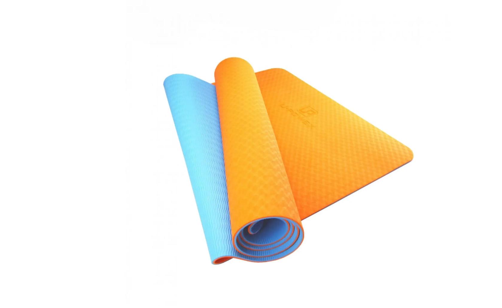 Килимок для йоги та фітнесу U-Powex Classic Pro Синій/Помаранчевий - фото 2