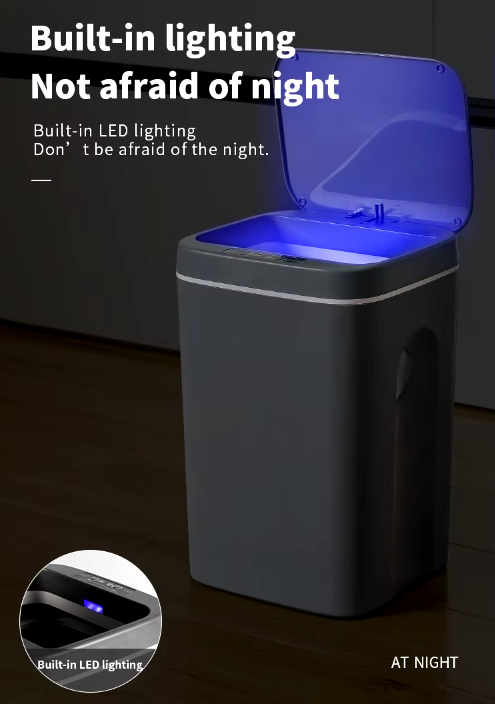 Мусорное ведро сенсорное с LED подсветкой 15 л Серый (2070) - фото 4