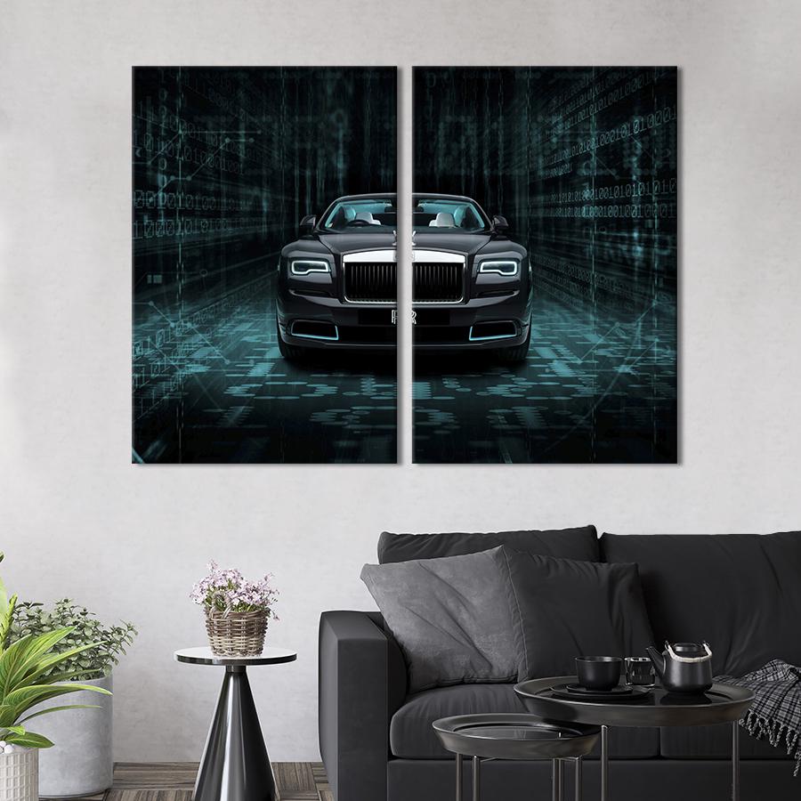 Картина на холсте Черное авто Rolls-Royce Wraith 71x51 см (1395-2)