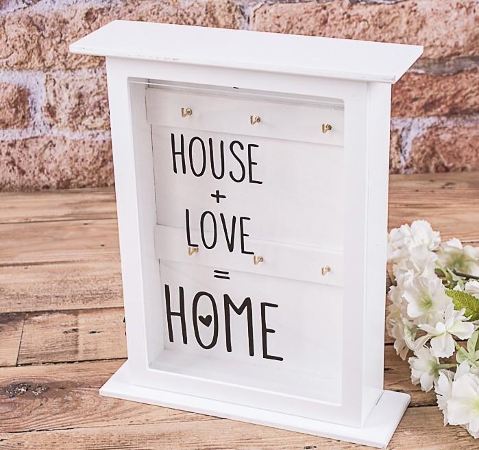 Ключница настенная Home Love деревянная Белая/Прозрачная (4150)