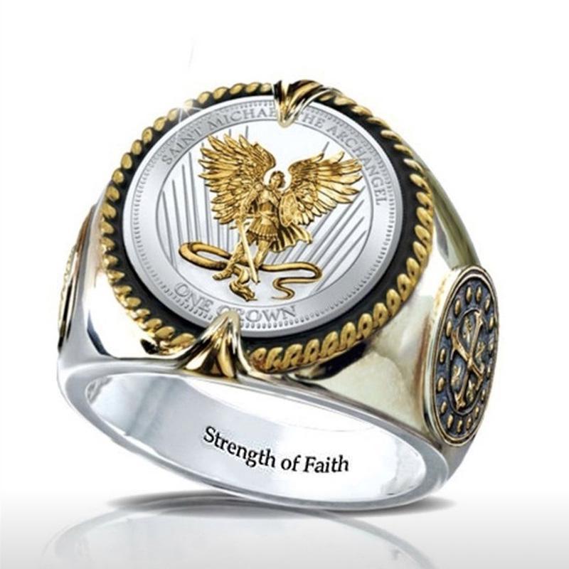 Перстень-символ Fashion Jewelry зображення Архангела Михаїла 8/D18 мм (JZ1699)