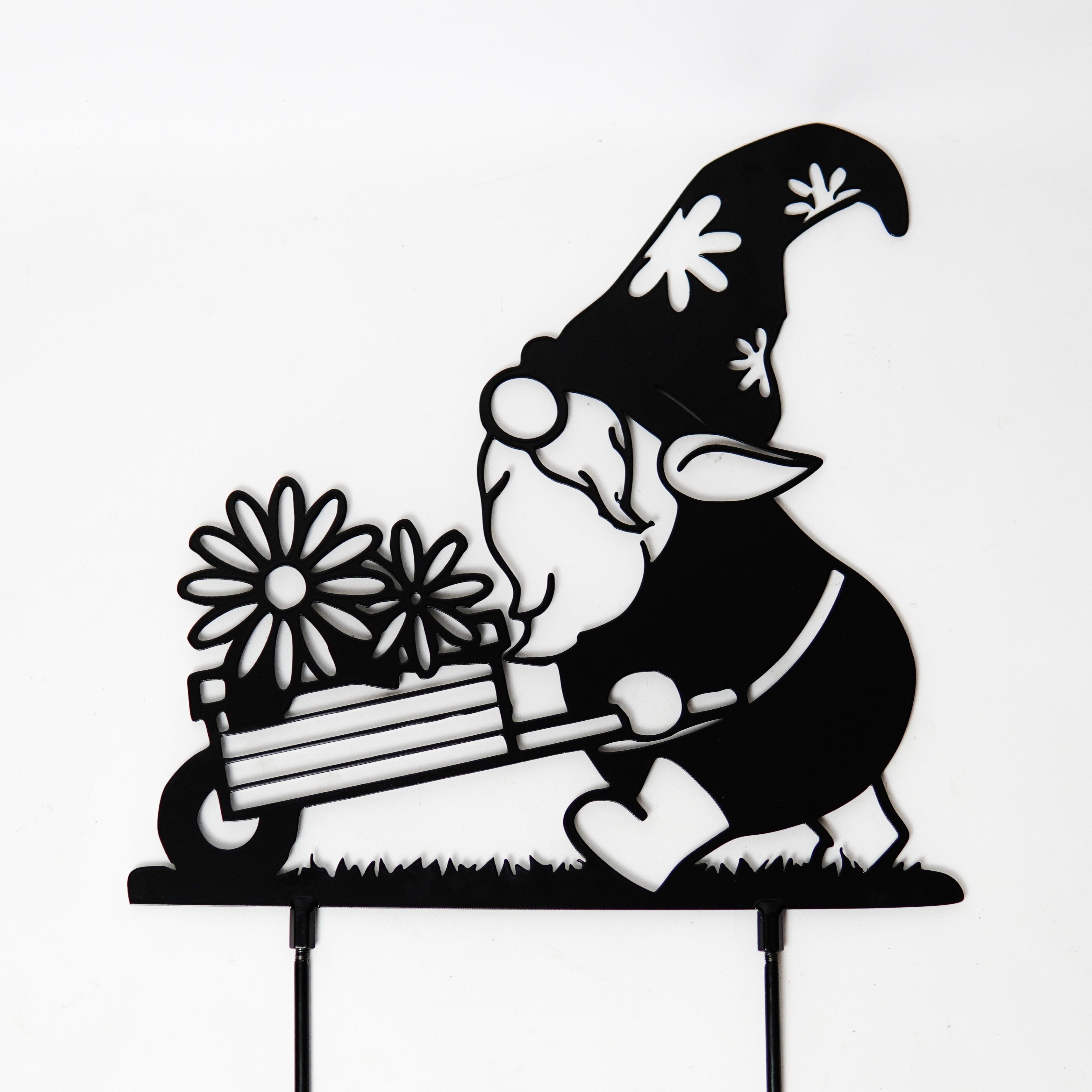 Садовая фигура Гном-цветовод металлическая для двора/террасы/сада (DCR003)