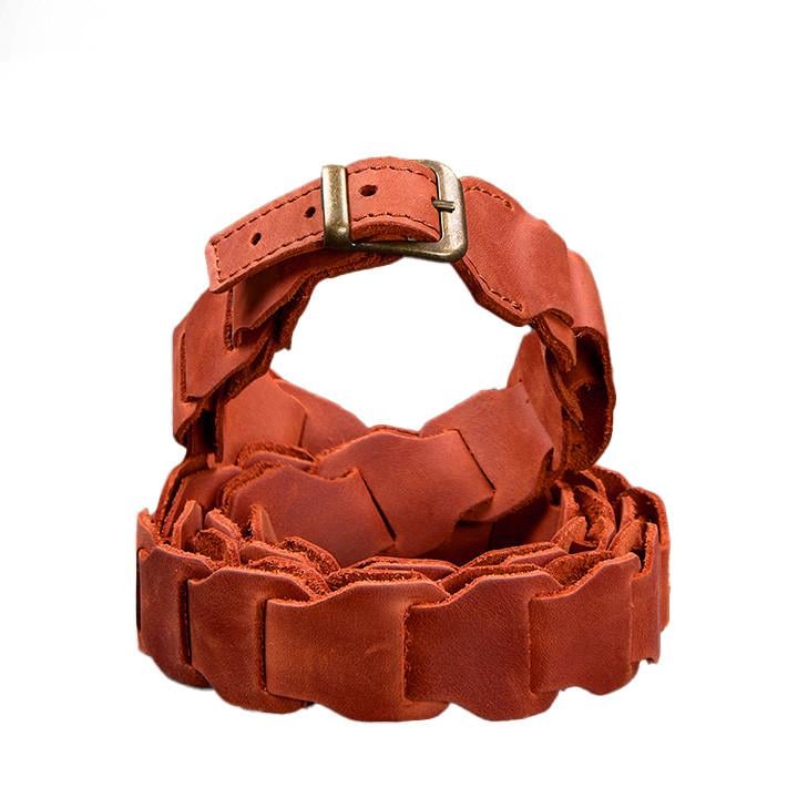 Бохо-ремінь жіночий шкіряний Кораловий (A-026193)