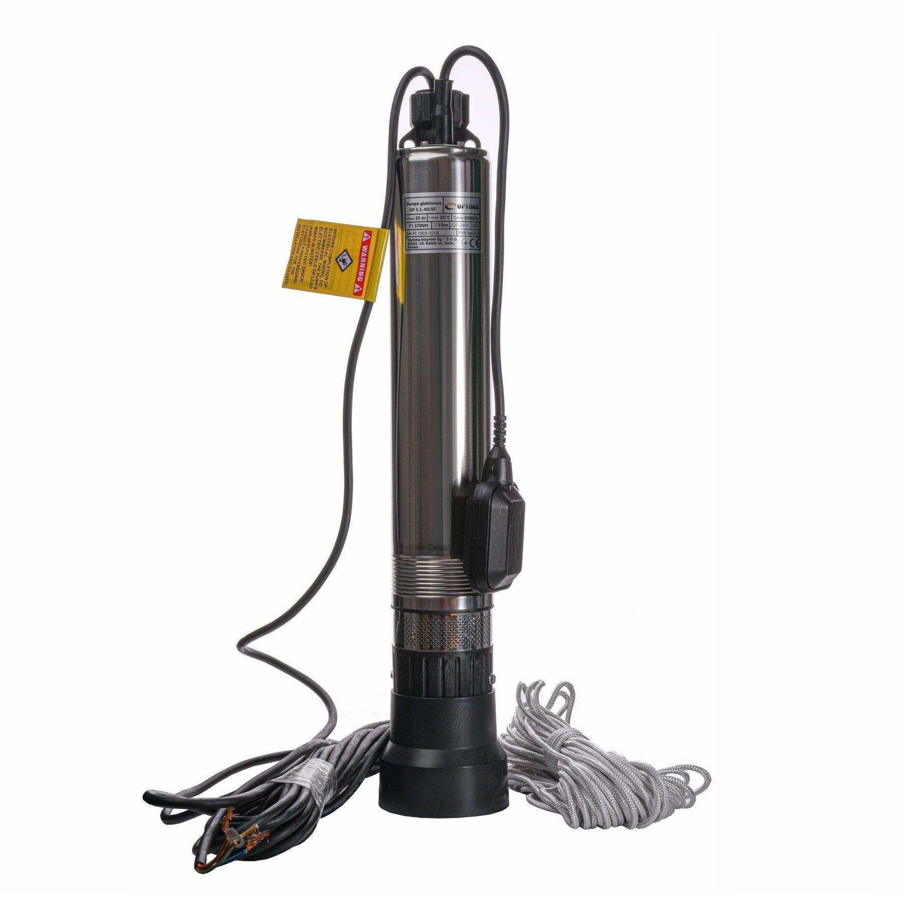 Насос скважинный центробежный многоступенчатый Optima OP 5.1-40/5F 000018996 370 Вт (106053)