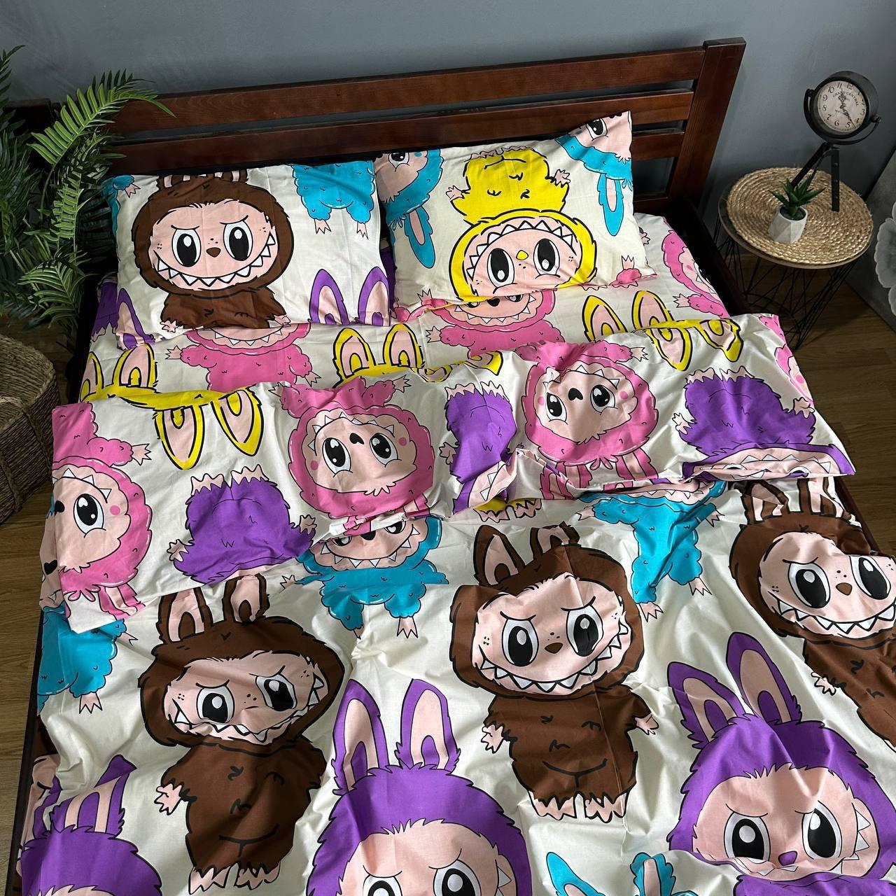 Комплект постельного белья Лабубу хлопковый полуторный 150х220/70х70 см Белый (32400268)