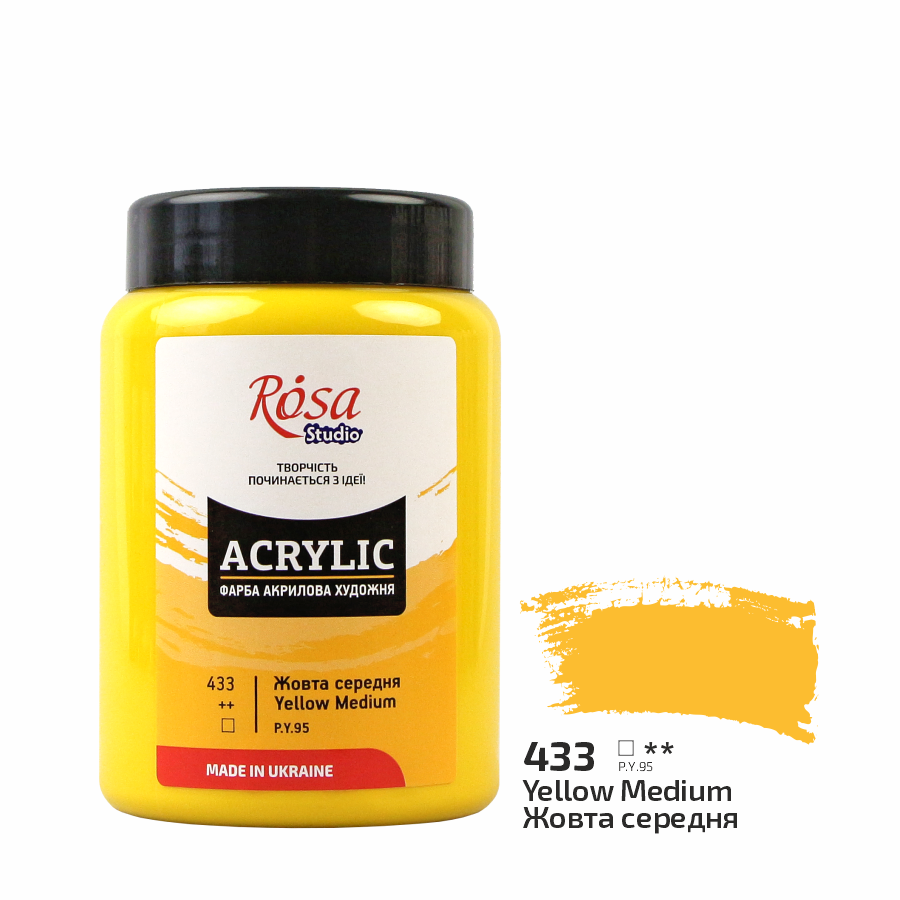 Акрилова фарба ROSA Studio 322419433 6 шт. 400 мл Жовтий середній/433 (4823098528357) - фото 1