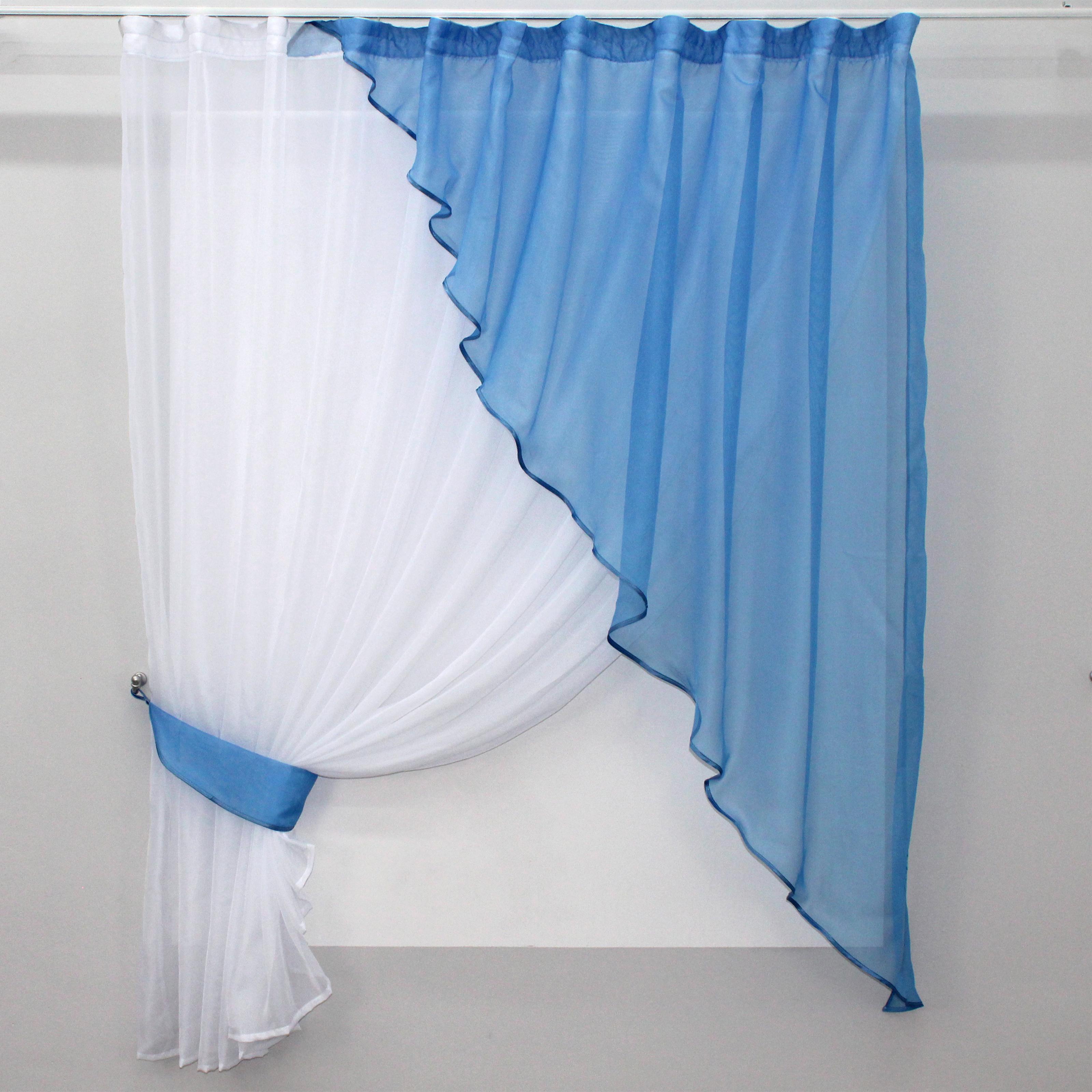 Занавеска кухонная VR-Textil № 069к 280х170 см Белый/Голубой (50-155)