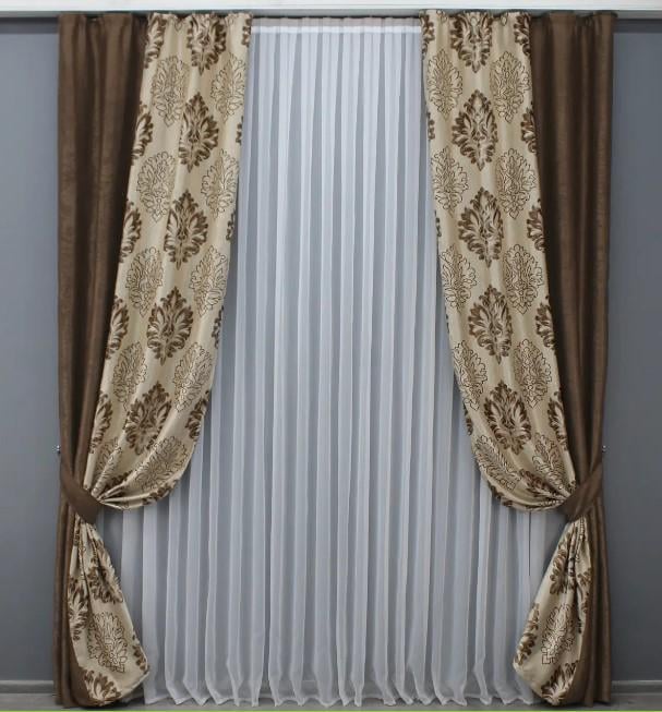 Шторы комбинированные софт 1,2х2,7 м 2 шт. Коричневый/Бежевый (014дк/094-1278шБ)
