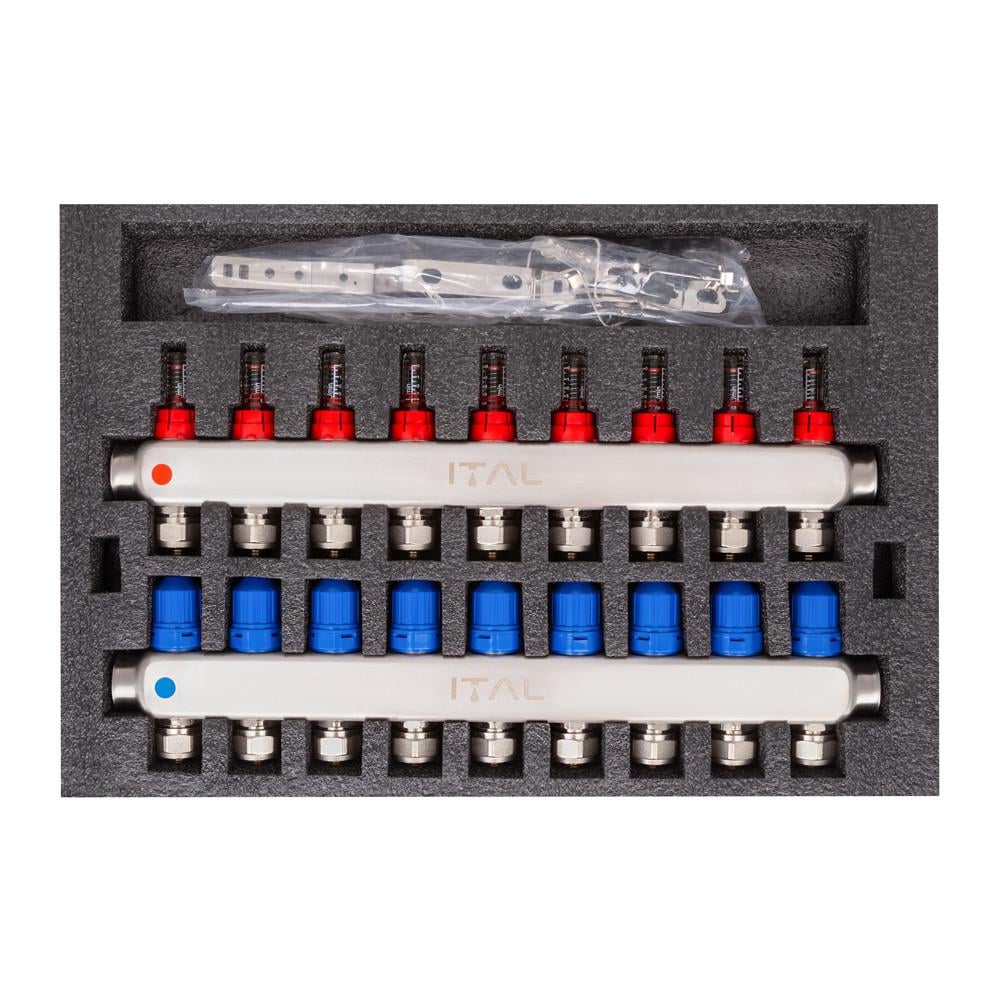 Коллекторный блок с расходомерами Ital HC1-09 x 3/4"Ek нержавеющая сталь - фото 3 Коллекторный блок с расходомерами Ital HC1-09 x 3/4"Ek нержавеющая сталь - фото 3