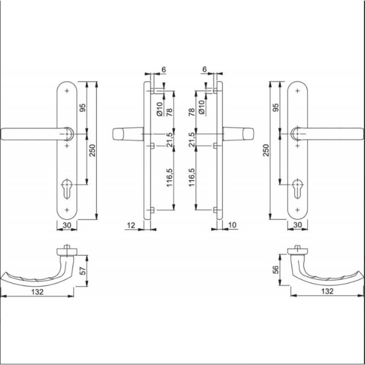 Гарнитур для металлопластиковой двери Hoppe LIEGE 1540/3346 GRT-SST-LL F8707/8077 8PZ-92 67-72 нажимной Коричневый (3759493) - фото 6