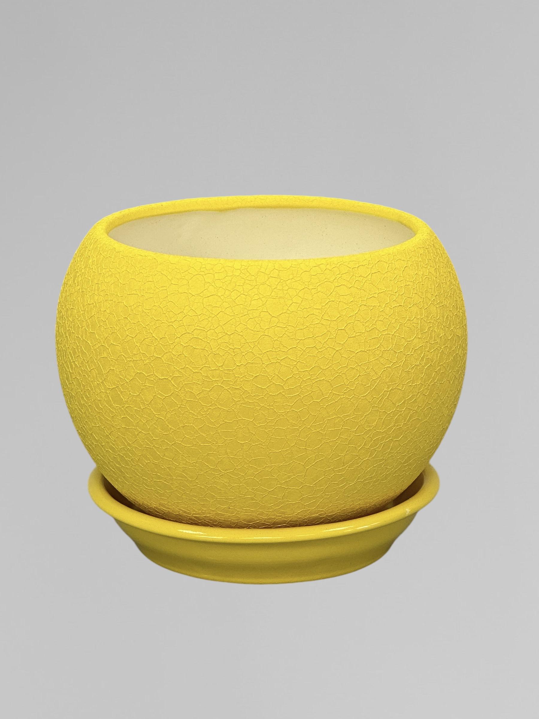 Горщик для квітів керамічний Куля шовк 1,4 л Жовтий (Г01015) - фото 2 Горщик для квітів керамічний Куля шовк 1,4 л Жовтий (Г01015) - фото 2