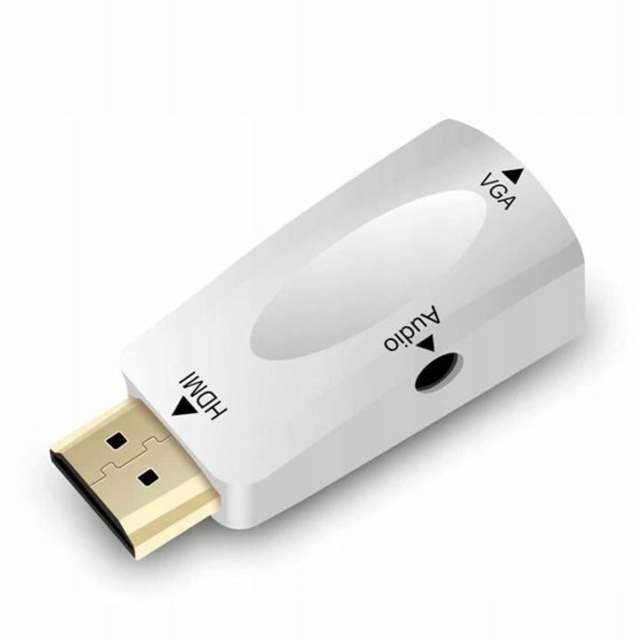 Переходник-конвертер видеосигнала HDMI to VGA port AUX White