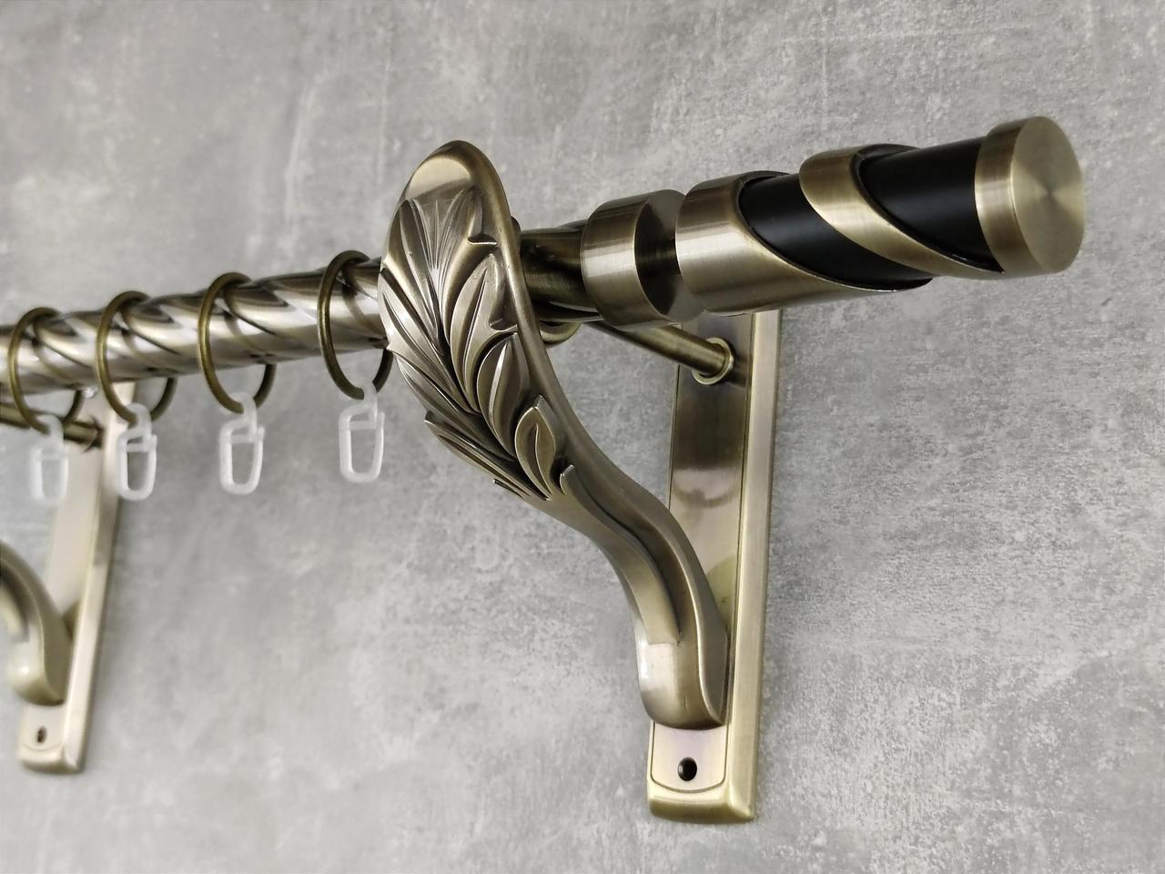 Карниз MStyle металлический для штор однорядный Сиена 25 мм крученый 400 см Антик (5012479)