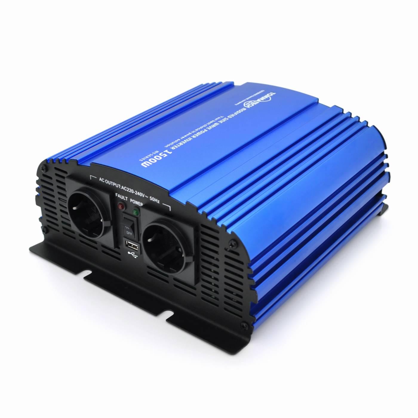 Інвертор напруги Tommatech MS-1500 Q4 12V/220V 1500W з апроксимованою синусоїдою 2хShuko USB клемні дроти 6 запобіжників (32190)