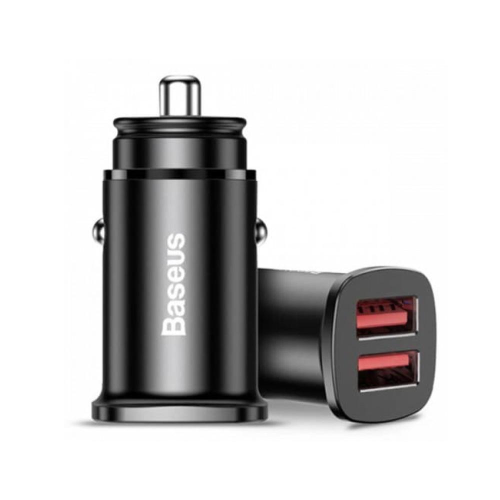 Зарядное устройство автомобильное Baseus Square metal A+A 30 W Dual QC 3.0 Quick Car Charger Black (06253) - фото 2