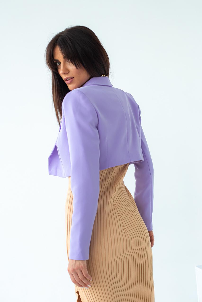 Жакет укороченный прямого фасона CLABFRENDY р. 38 Сиреневый (9527952) - фото 2 Жакет укороченный прямого фасона CLABFRENDY р. 38 Сиреневый (9527952) - фото 2